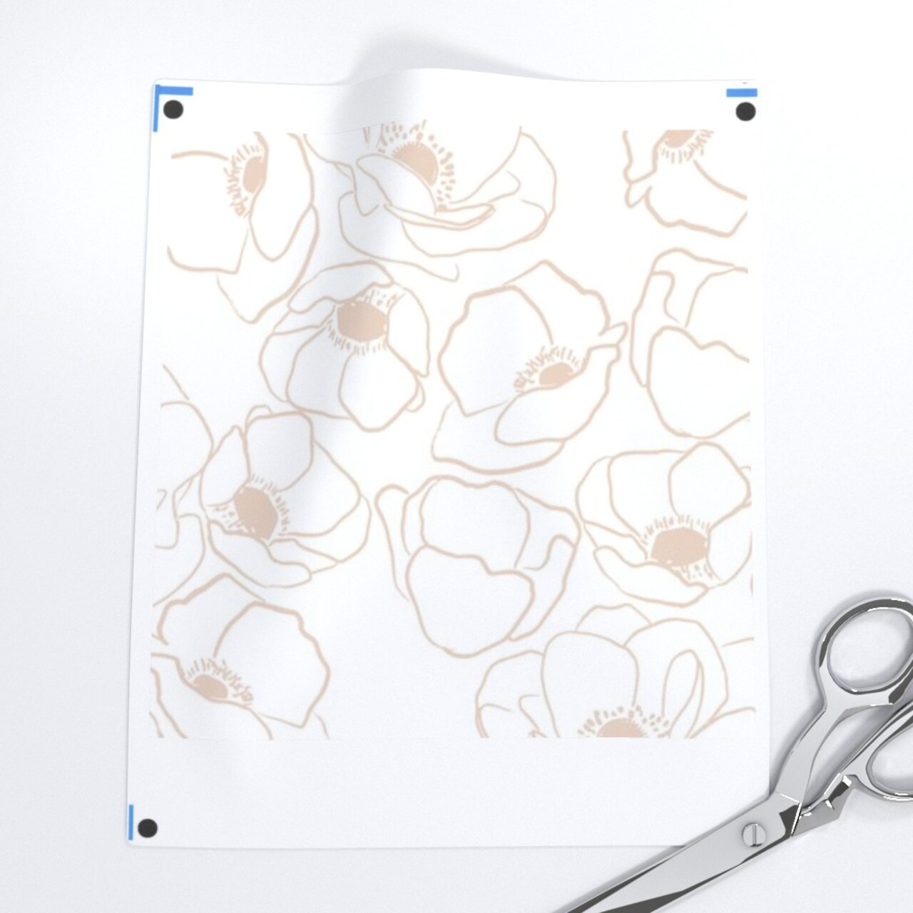 Minimal Flower Modern Neutral Custom Printed Fabric by Spoonflower Various Fabrics by the Yard or Fat Quarter